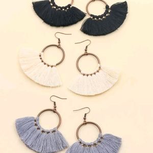 3 Pairs Tassel Drop Earrings